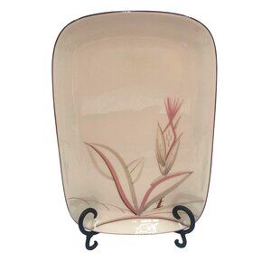 Hand-Painted Ceramic Rectangular Plate Cottage Core Dragon Flower Design 12"x8"